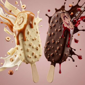 How to Design a Luxury Ice Cream Bars Double Flavor Cinematic Splash Macro Shot - Free Ai Prompt