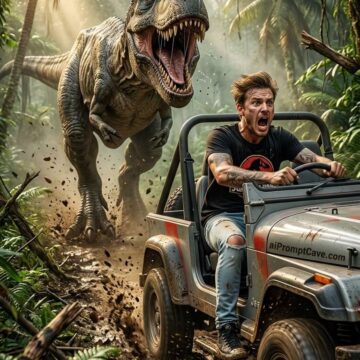 How to Make T Rex Jungle Chase Action Scene - Free Ai Prompt