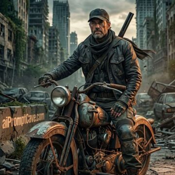 How to Make a Cinematic Post Apocalyptic Survivor Motorcycle - Free Ai Prompt