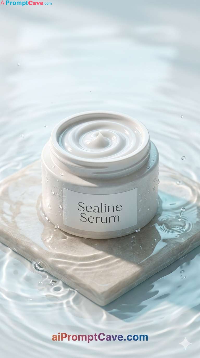 How to Prompt A Luxury Skincare Serum Cinematic Water Minimalist Product Shot - Free Ai Prompt