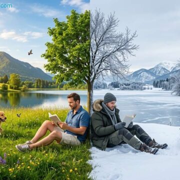 How to Prompt Summer vs Winter Split Landscape Man Scene - Free Ai Prompt