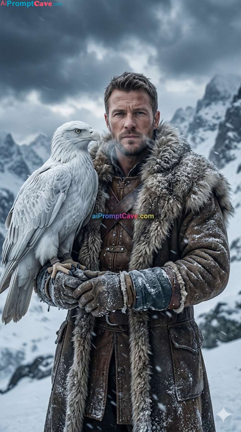 How to Take a Photo with Eagle Frozen Mountain Portrait - Free Ai Prompt