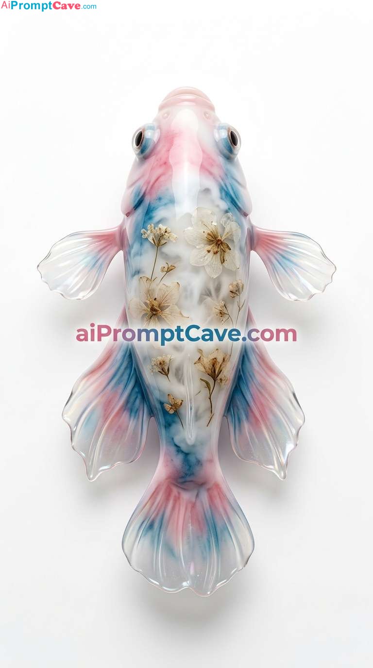 Hyperrealistic Porcelain Betta Fish Resin Macro Photography - Free Ai Image Prompt