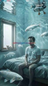 Koi Fish Underwater Bedroom Surreal Scene - Free Ai Prompt