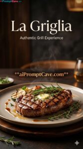 La Griglia Restaurant Luxury Food Advertisement Cinematic Dining Poster - Free Ai Image Prompt