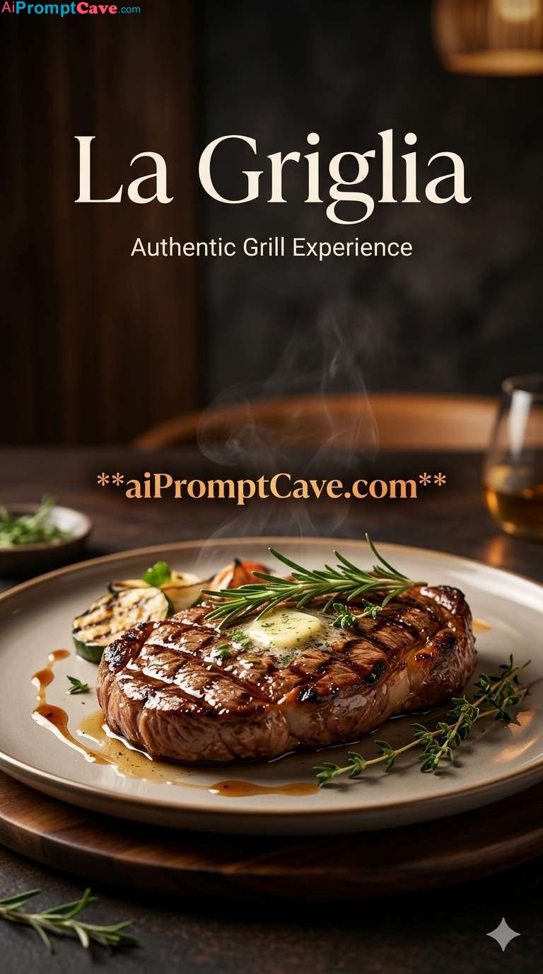 La Griglia Restaurant Luxury Food Advertisement Cinematic Dining Poster - Free Ai Image Prompt