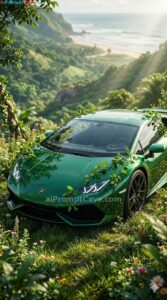 Lamborghini Nature Luxury Beach Ad - Free Ai Image Prompt