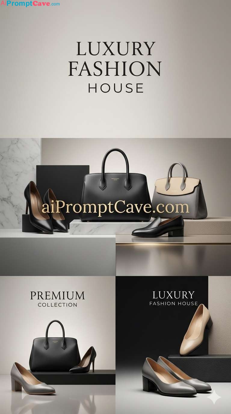 Luxury Bags and Shoes Business Concept Elegant Fashion Branding Poster - Free Ai Image Prompt