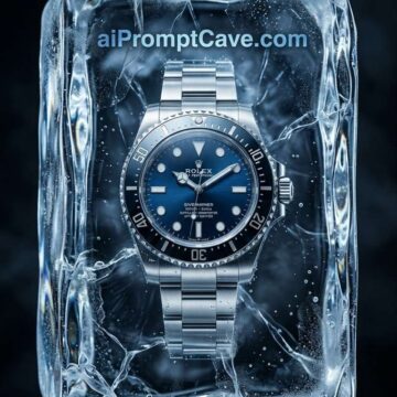 Luxury Diver Watch Frozen in Ice Cinematic 8K Product Shot - Free Ai Image Prompt