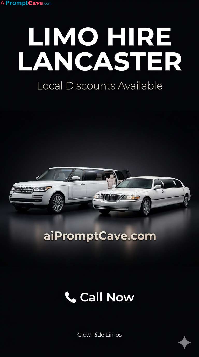 Luxury Limousine Car Rental Poster Minimal Black Ad - Free Ai Image Prompt