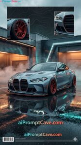 Luxury Sports Coupe Car Rain Editorial Magazine Design - Free Ai Image Prompt