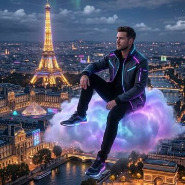 Man on Magic Cloud Above Paris Cinematic Fantasy - Free Ai Prompt
