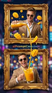 Mango Juice Creative Split Frame Ad Prompt - Free Ai Marketing Prompt