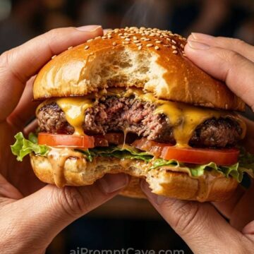 Marketing Ad Cinematic Burger Bite Photography Shot - Free Ai Prompt
