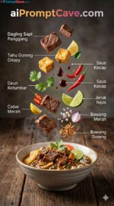 Marketing Ad Indonesian Floating Ingredients Food Guide - Free Ai Prompt
