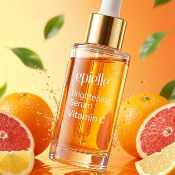 Marketing Ad Luxury Vitamin C Serum Citrus Skincare Studio Product Shot - Free Ai Prompt