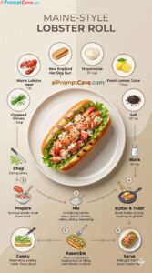 Marketing Ad Maine-style Lobster Roll Nordic Culinary Infographic Recipe - Free Ai Prompt