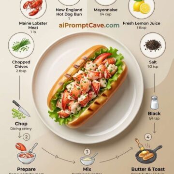 Marketing Ad Maine-style Lobster Roll Nordic Culinary Infographic Recipe - Free Ai Prompt