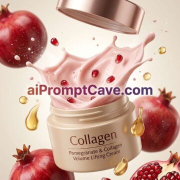 Marketing Ad Pomegranate Collagen Cream Explosion Luxury Skincare - Free Ai Prompt
