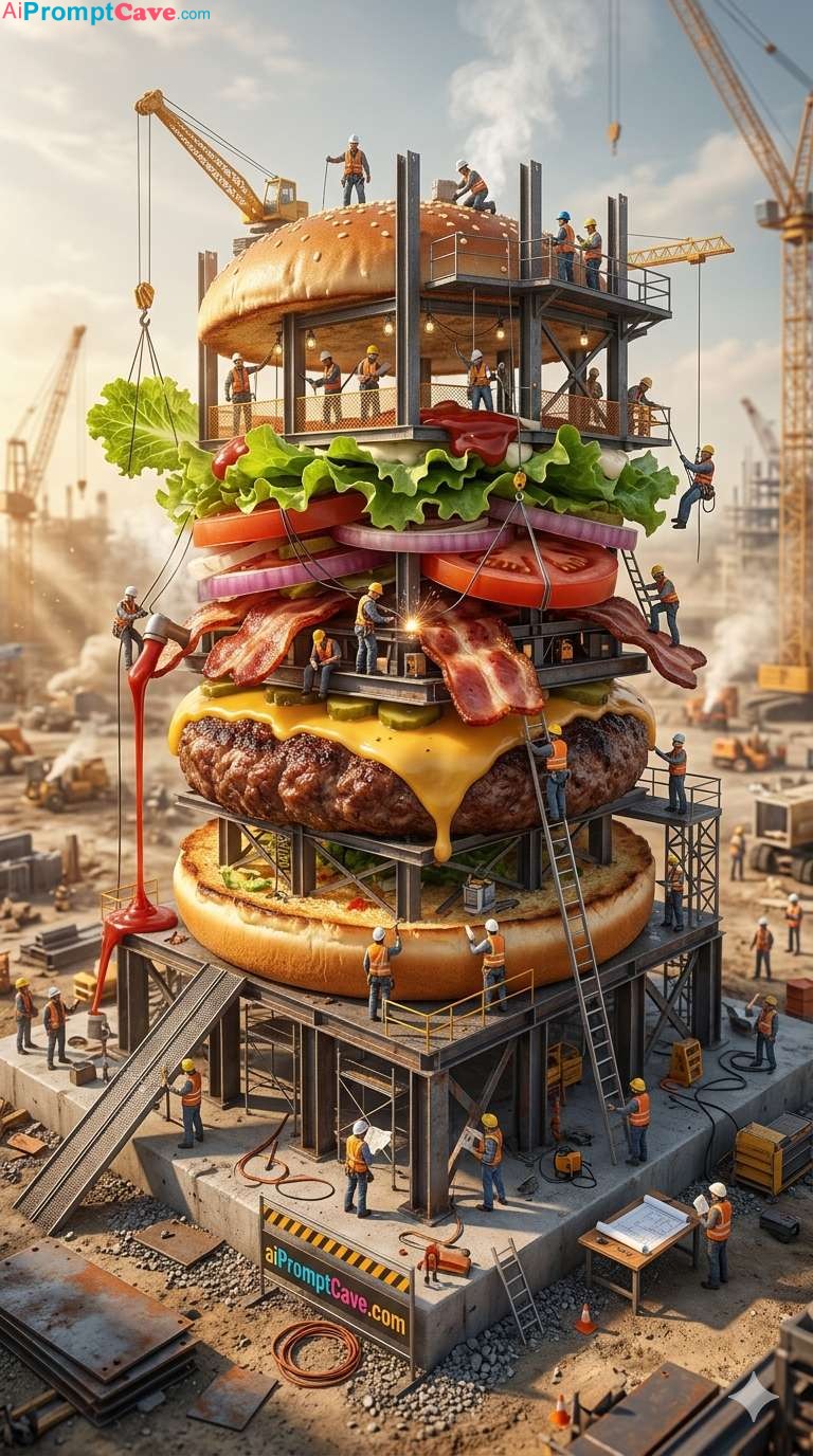 Miniature Construction Site Food Skyscraper Meal – Free Ai Prompt Miniature Construction Site Food Skyscraper Meal - Free Ai Prompt