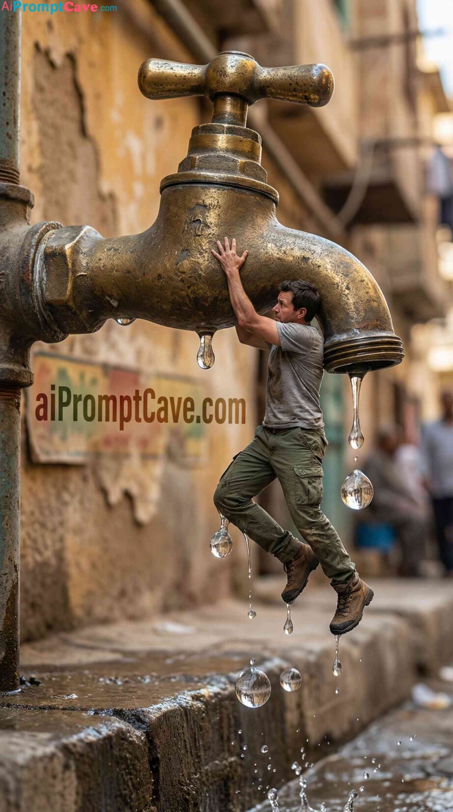 Miniature Man Water Tap Scene in Egypt – Free Ai Prompt Miniature Man Water Tap Scene in Egypt - Free Ai Prompt