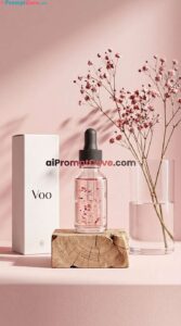 Minimal Pink Luxury Glass Skincare Vial Product Ad - Free Ai Image Prompt