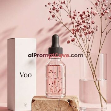 Minimal Pink Luxury Glass Skincare Vial Product Ad - Free Ai Image Prompt