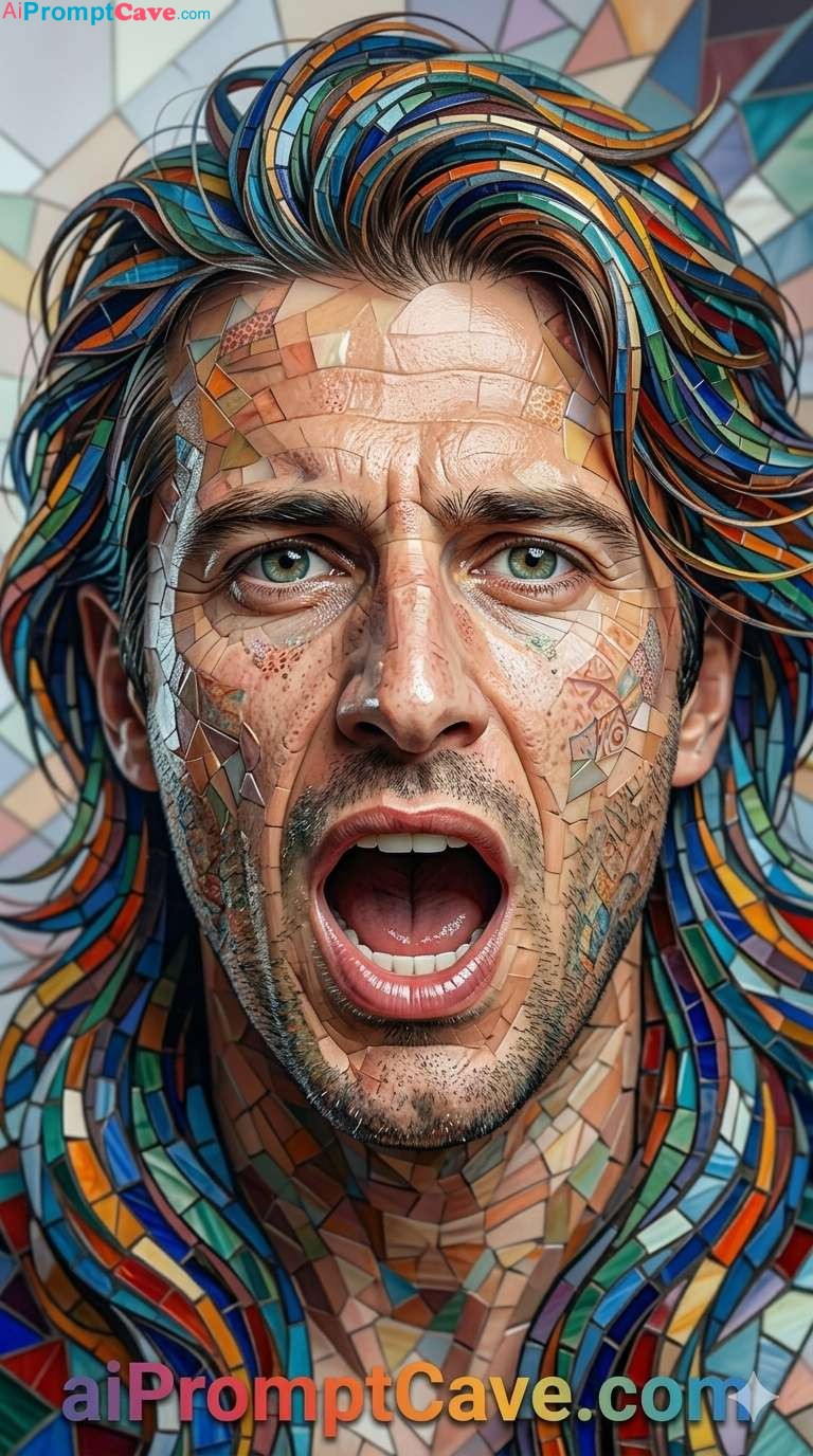 Mosaic Portrait Man Hyper Realistic - Free Ai Prompt