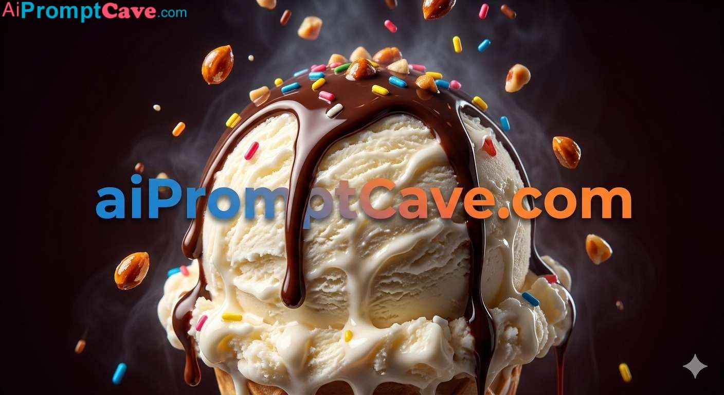 Mouth-Watering Cinematic Ice Cream Scoop Vertical Ad - Free Ai Prompt