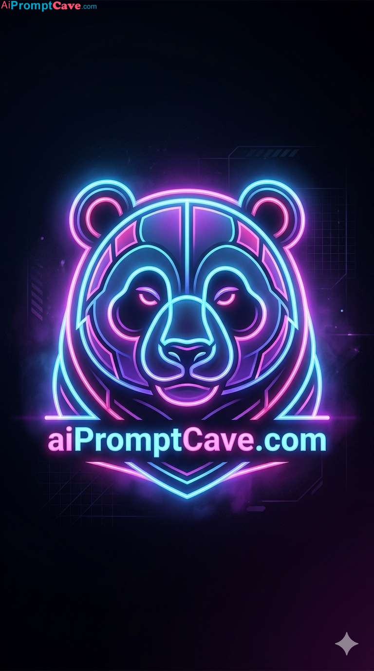 Neon Cyberpunk Panda Logo Glowing Futuristic Design - Free Ai Image Prompt