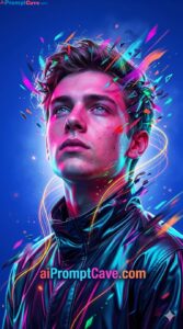 Neon Energy Portrait Man Cyberpunk Abstract Art - Free Ai Prompt