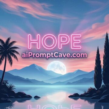Neon Hope Lake Sunset Retro Landscape Cinematic Scene - Free Ai Image Prompt