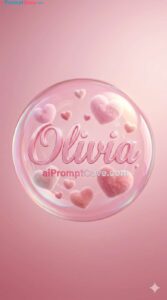 Olivia Pink Bubble Hearts 3D Romantic Design - Free Ai Image Prompt
