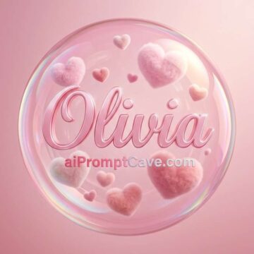 Olivia Pink Bubble Hearts 3D Romantic Design - Free Ai Image Prompt