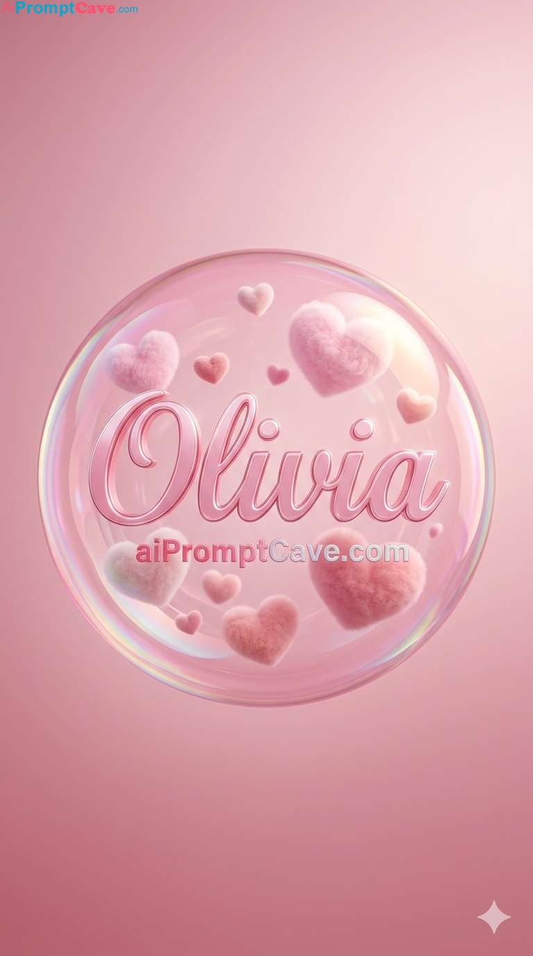 Olivia Pink Bubble Hearts 3D Romantic Design - Free Ai Image Prompt