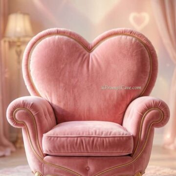 Pink Royal Heart Armchair Cozy Furniture - Free Ai Image Prompt