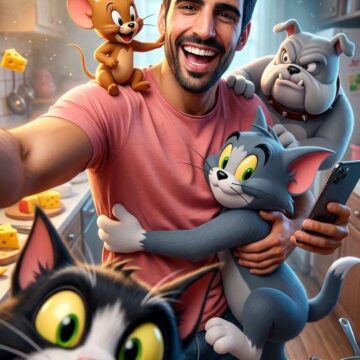 Realistic Selfie with Tom and Jerry Prompt - Free Ai Prompt
