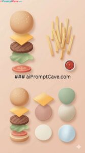 Scandinavian Minimalist Food Flat Lay Illustration - Free Ai Image Prompt