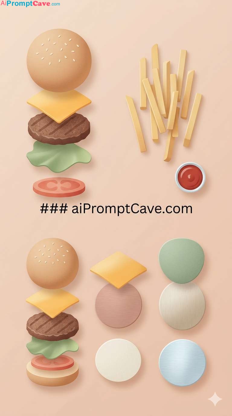 Scandinavian Minimalist Food Flat Lay Illustration - Free Ai Image Prompt