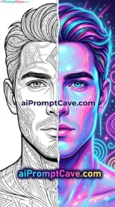 Split Face Neon Pop Art Man - Free Ai Prompt
