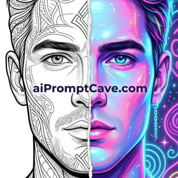 Split Face Neon Pop Art Man - Free Ai Prompt