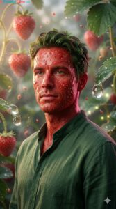 Strawberry Skin Man Surreal Portrait – Hyper Realistic Fantasy Prompt - Free Ai Image Prompt