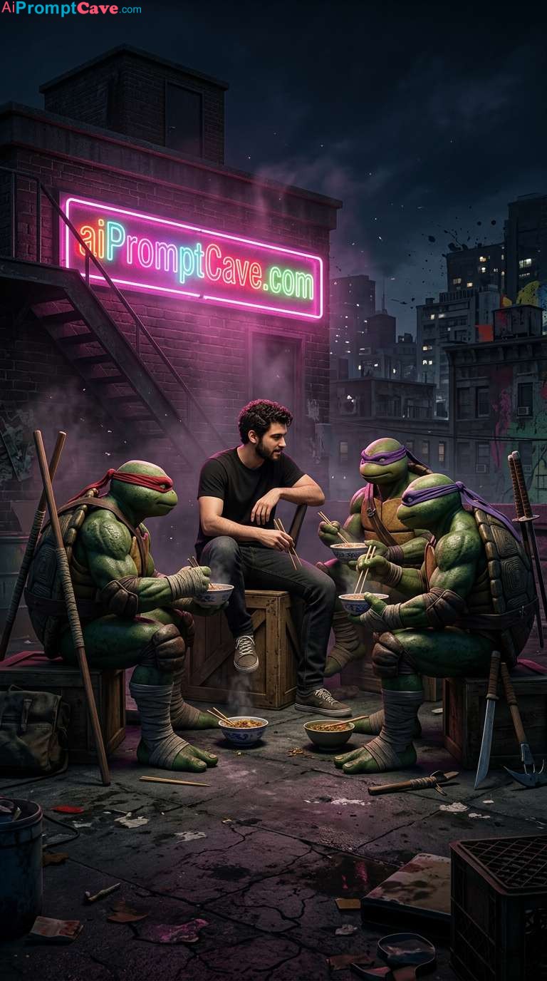 Take a Picture with Ninja Turtle Warriors - Free Ai Prompt