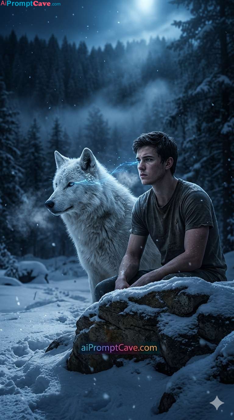 Take a Picture with a Wolf Bond Night - Free Ai Prompt