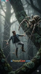 Tiny Man Trapped in Giant Spider Web Horror - Free Ai Prompt Tiny Man Trapped in Giant Spider Web Horror - Free Ai Prompt