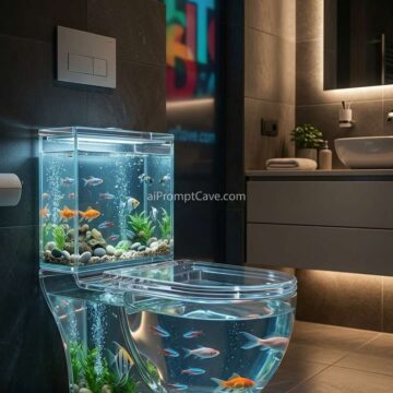 Transparent Aquarium Toilet Concept – Hyper Realistic Bathroom Prompt - Free Ai Image Prompt