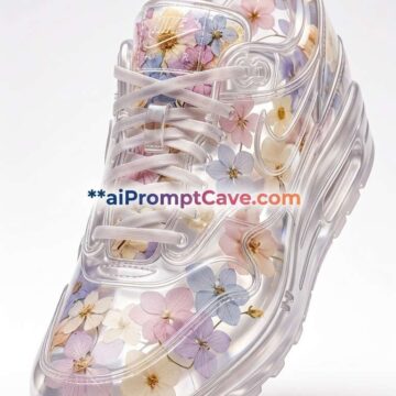 Transparent Nike Air Shoe with Dried Flowers - Free Ai Image Prompt