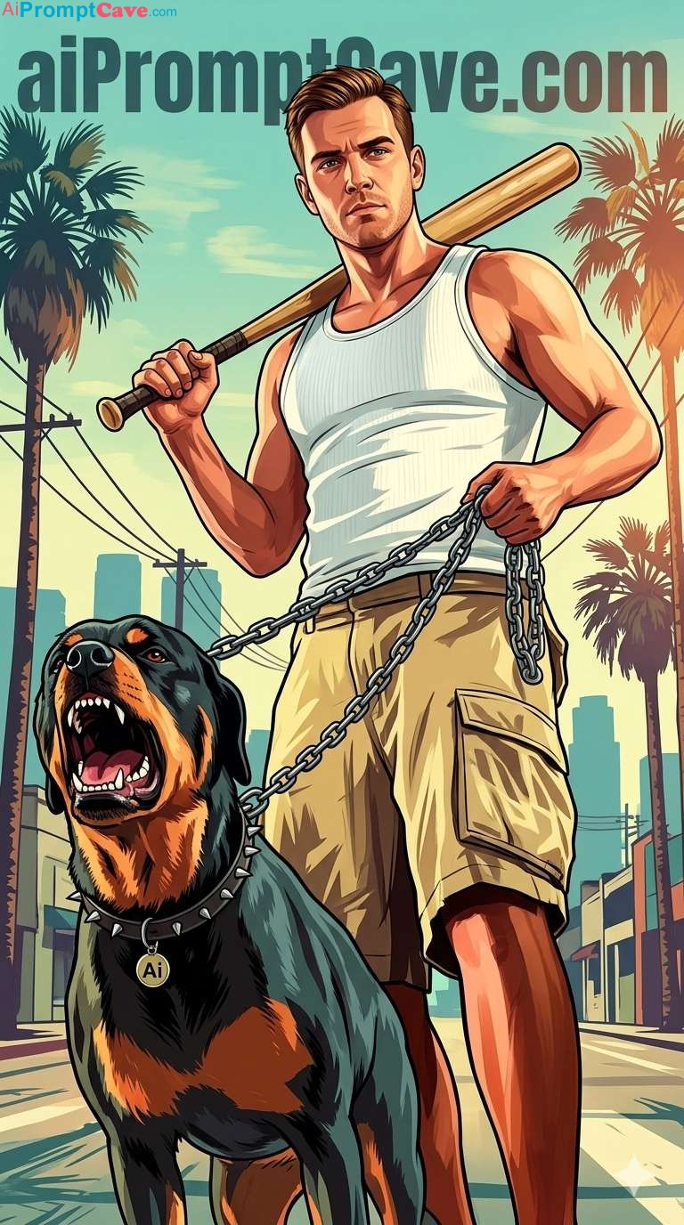 Turn Your Photo into GTA Style Rockstar Cartoon Character Illustration - Free Ai Prompt