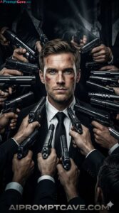 Turn your Photo into Action Portrait Surrounded by Guns Movie Poster - Free Ai Prompt