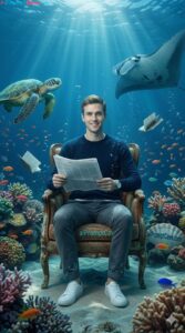 Turn your Photo into Cinematic Underwater Businessman - Free Ai Prompt